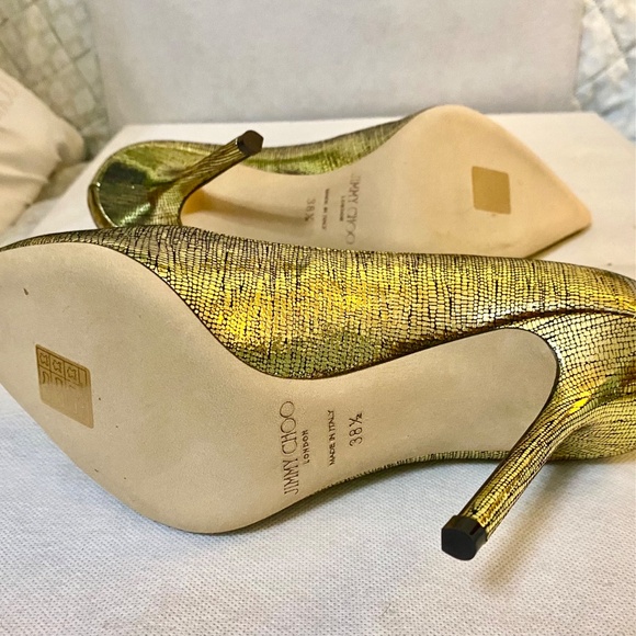 Never Worn! Metallic Gold Lamé Jimmy Choo Stiletto Pumps - Size 8 - Picture 4 of 4